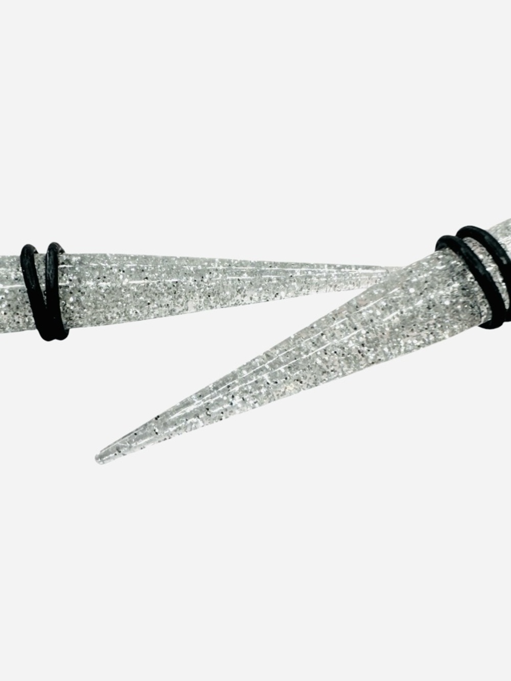 Silver Glitter Acrylic Tapered Ear Stretchers